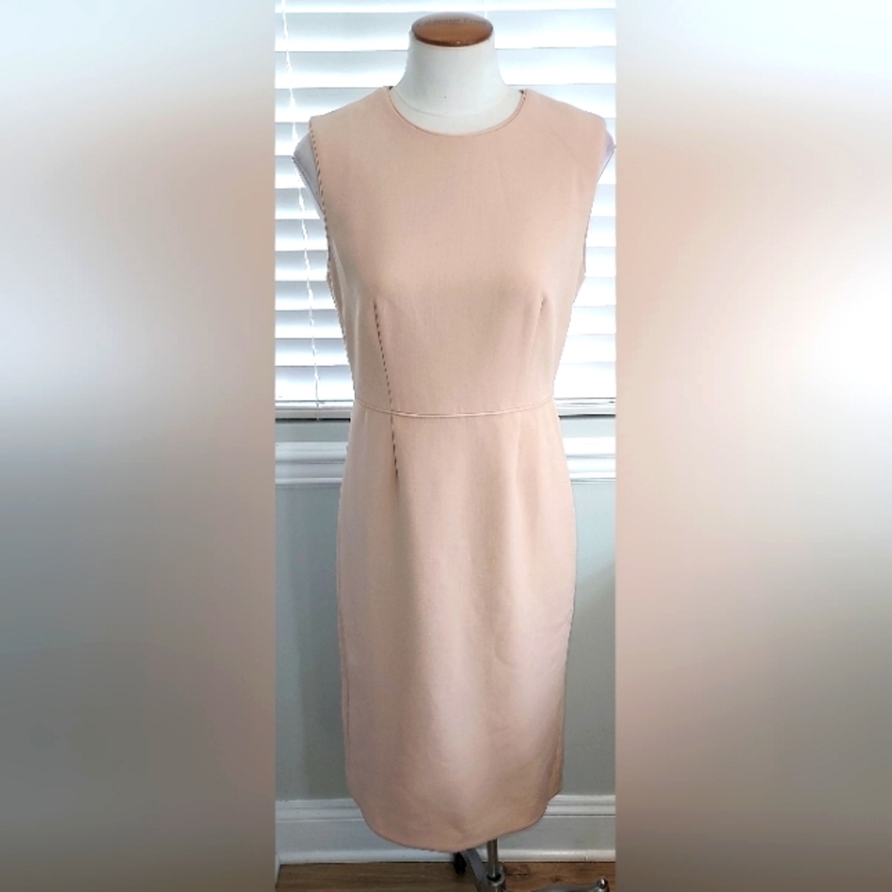 Ann Taylor Lined Peach Fitted Sleeveless Dress NWT